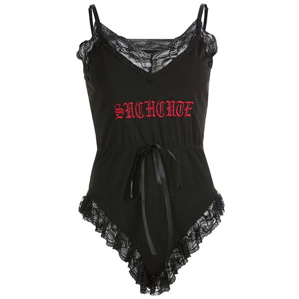 lace strap rompers bodysuit women letter lace up gothic trendy deep v club wear girl summer black casual overall bodysuits, Black;white
lace strap rompers bodysuit women letter lace up gothic trendy deep v club wear girl summer black casual overall bodysuits, Black;white