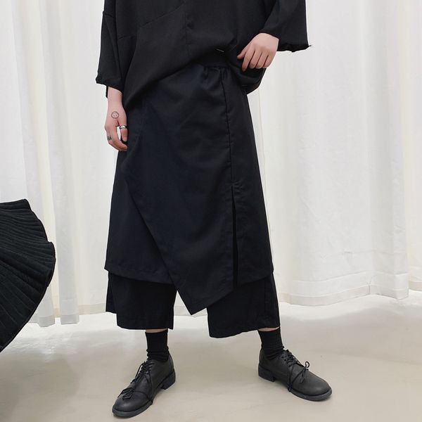 men fake 2 piece spliced loose casual black wide leg skirt pants male hip hop punk gothic streetwear harem trusers kimono pants
men fake 2 piece spliced loose casual black wide leg skirt pants male hip hop punk gothic streetwear harem trusers kimono pants