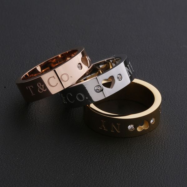 titanium steel peach heart hollow design ring love ring mens wedding ring, Silver