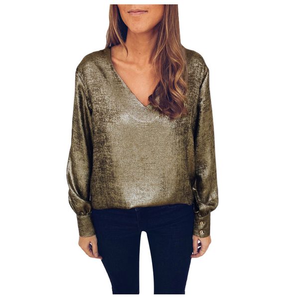 fashion women clothes lady's shirt solid color v-neck loose shirt solid color long sleeve blusas femininas de verao 2019, White
fashion women clothes lady's shirt solid color v-neck loose shirt solid color long sleeve blusas femininas de verao 2019, White