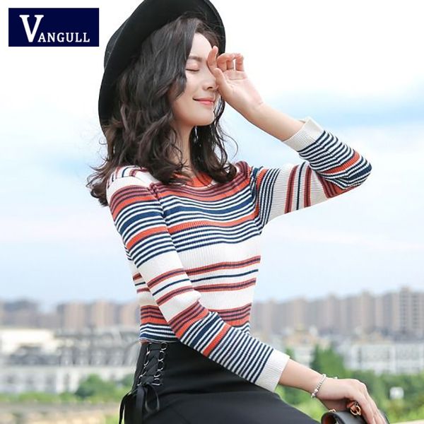 vangull 2019 autumn winter new women striped knitted sweater bottoming shirt o-neck three quarter sleeve pullovers thin sweater, White;black
vangull 2019 autumn winter new women striped knitted sweater bottoming shirt o-neck three quarter sleeve pullovers thin sweater, White;black
