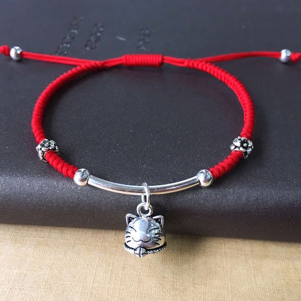 s925 sterling silver fortune cat lucky bracelet handmade bangle wax string amulet jewelry, Golden;silver
s925 sterling silver fortune cat lucky bracelet handmade bangle wax string amulet jewelry, Golden;silver