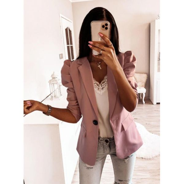 women casual coat spring summer fashion lapel sleeve half sleeve pink coat daily slim fit single button pleated jacket d30, Tan;black
women casual coat spring summer fashion lapel sleeve half sleeve pink coat daily slim fit single button pleated jacket d30, Tan;black