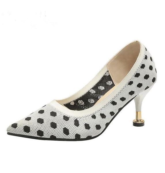 sandals cotton farbic heel shoe women 7cm high heels pumps polka dot office pump, Black
sandals cotton farbic heel shoe women 7cm high heels pumps polka dot office pump, Black