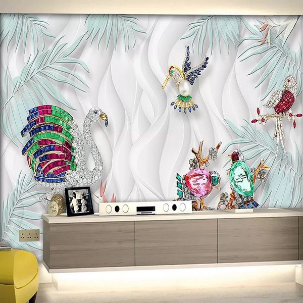 custom large mural 3d wallpaper modern fashion creative flower luxury pearl gem flower bird tv back wall decor 5d embossed
custom large mural 3d wallpaper modern fashion creative flower luxury pearl gem flower bird tv back wall decor 5d embossed