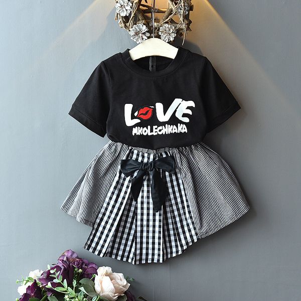 2019 Baby Girl Dress Kids Designer Girls Clothes Fashion Summer Short Sleeve T Shirts Print Letter Elastic Plaid Skirts Girls Clothing Sets
2019 Baby Girl Dress Kids Designer Girls Clothes Fashion Summer Short Sleeve T Shirts Print Letter Elastic Plaid Skirts Girls Clothing Sets