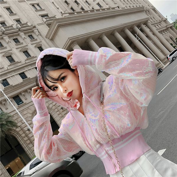 весна осень женщины с капюшоном пальто розовый серебристый sequined street harajuku короткая куртка искорка shinny прохладный bomber тонкие, Black;brown
весна осень женщины с капюшоном пальто розовый серебристый sequined street harajuku короткая куртка искорка shinny прохладный bomber тонкие, Black;brown