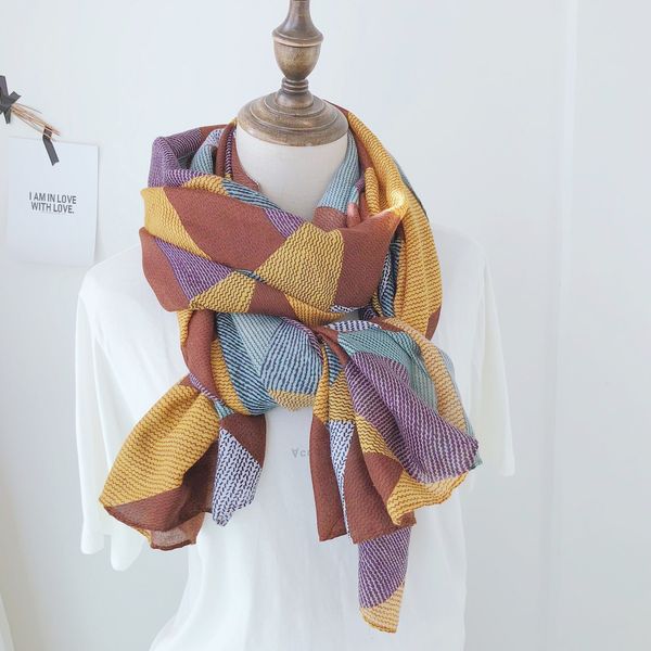 new ladies scarf geometric color matching beach towel headscarf wild fashion decorative long scarf shawl, Blue;gray
new ladies scarf geometric color matching beach towel headscarf wild fashion decorative long scarf shawl, Blue;gray