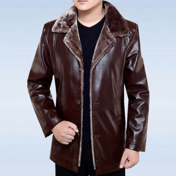 middle-aged men fur coat loose-fit plus velvet large size daddy clothes mid-length fold-down collar leather coat, Black
middle-aged men fur coat loose-fit plus velvet large size daddy clothes mid-length fold-down collar leather coat, Black