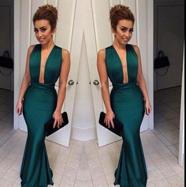 2019 new simple dark green mermaid prom dresses deep v neck backless floor length formal evening party gowns custom made dress, Black
2019 new simple dark green mermaid prom dresses deep v neck backless floor length formal evening party gowns custom made dress, Black