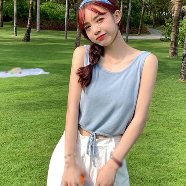women summer vest solid color drawstring slim short vest tank female loose o-neck sleeveless casual, White
women summer vest solid color drawstring slim short vest tank female loose o-neck sleeveless casual, White