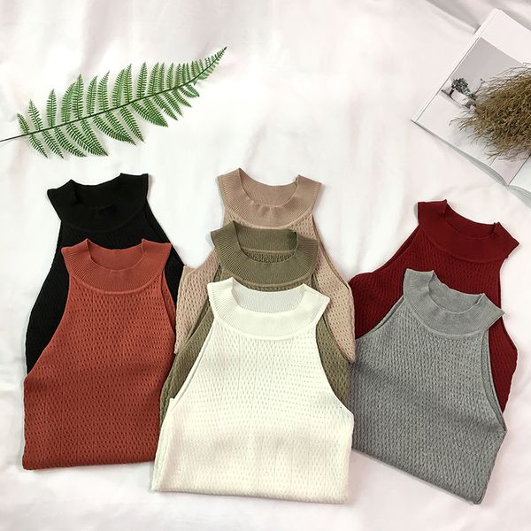 women knitting off-shoulder tank crop girls knitted camisole sleeveless short tee shirts for woman, White
women knitting off-shoulder tank crop girls knitted camisole sleeveless short tee shirts for woman, White