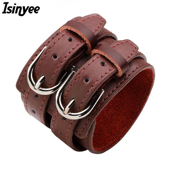 isinyee fashion double belt leather bracelets for men big wide wrist wrap bracelet women punk jewelry boyfriend gifts, Golden;silver
isinyee fashion double belt leather bracelets for men big wide wrist wrap bracelet women punk jewelry boyfriend gifts, Golden;silver