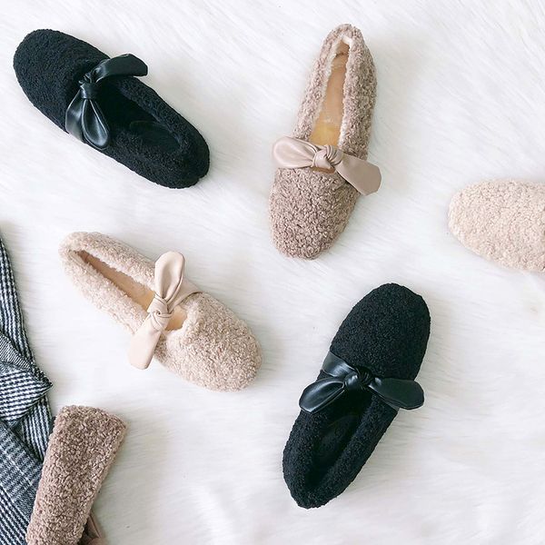 flat women winter warm furry shoes flat heel silk bowknot slip on loafers solid color good quality lady shoes plush anti-slip, Black
flat women winter warm furry shoes flat heel silk bowknot slip on loafers solid color good quality lady shoes plush anti-slip, Black