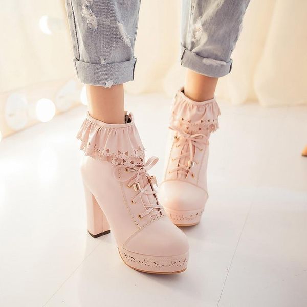 us4-11 womens platform lace lolita ankle boots bowtie lace up block high heel mary janes side zip shoes plus size 6colors c393, Black
us4-11 womens platform lace lolita ankle boots bowtie lace up block high heel mary janes side zip shoes plus size 6colors c393, Black