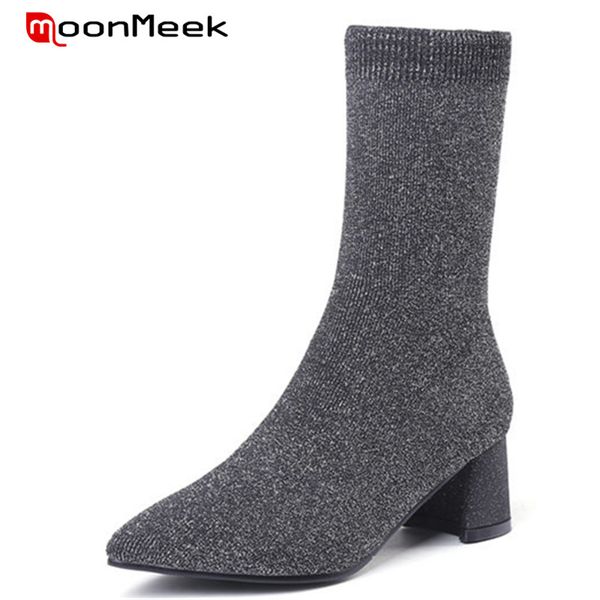 moonmeek new fashion 2018 elegant knitting woman boots classic pointed toe mid calf boots autumn winter ladies med heel, Black
moonmeek new fashion 2018 elegant knitting woman boots classic pointed toe mid calf boots autumn winter ladies med heel, Black