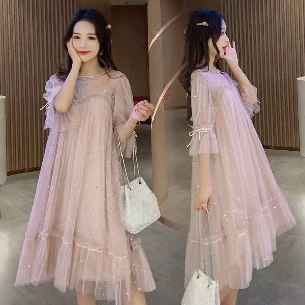 pregnant women's new summer dress 2020 summer fashion mesh sequin foreign style pregnant clothes dress, White
pregnant women's new summer dress 2020 summer fashion mesh sequin foreign style pregnant clothes dress, White
