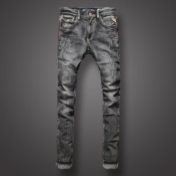 classic black gray denim men jeans retro designer slim fit jeans men fashion street ripped biker homme, Blue
classic black gray denim men jeans retro designer slim fit jeans men fashion street ripped biker homme, Blue