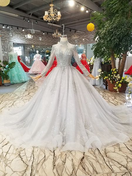 2020 new customized high collar high-end grey crystal tailing dinner party host luxury long sleeve wedding dress, White
2020 new customized high collar high-end grey crystal tailing dinner party host luxury long sleeve wedding dress, White