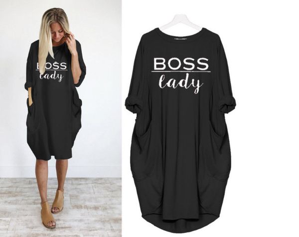 women boss lady letters printed dresses summer irregular designer crew neck plus size females dresses casual loose long sleeve clothing, White
women boss lady letters printed dresses summer irregular designer crew neck plus size females dresses casual loose long sleeve clothing, White