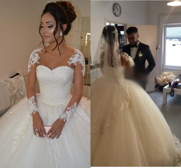 amazing south african wedding gown dresses sheer neck applique sleeves ball tulle ruched hollow back custom made wedding gowns, White
amazing south african wedding gown dresses sheer neck applique sleeves ball tulle ruched hollow back custom made wedding gowns, White