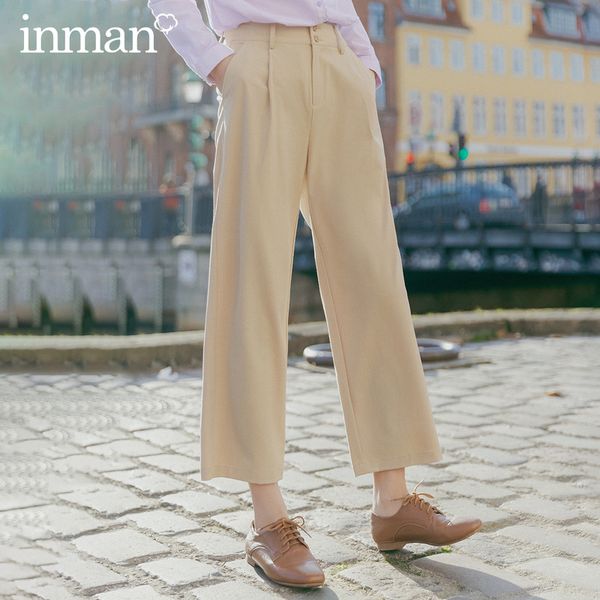 inman 2020 spring new arrival commuting all-match spell able temperament intellectual comfortable elegance leisure pant, Black;white 
inman 2020 spring new arrival commuting all-match spell able temperament intellectual comfortable elegance leisure pant, Black;white