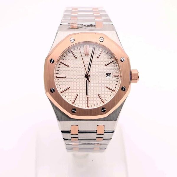 royal oak automatic mechanical movement watches stainless two tone white dial date sports watch bracelet 41mm mens wristwatche, Slivery;brown
royal oak automatic mechanical movement watches stainless two tone white dial date sports watch bracelet 41mm mens wristwatche, Slivery;brown
