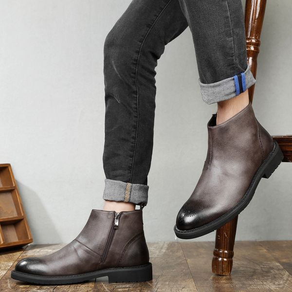 boots retro concise men winter zipper ankle motorcycle solid pointed toe low heel casual shoes, Black
boots retro concise men winter zipper ankle motorcycle solid pointed toe low heel casual shoes, Black