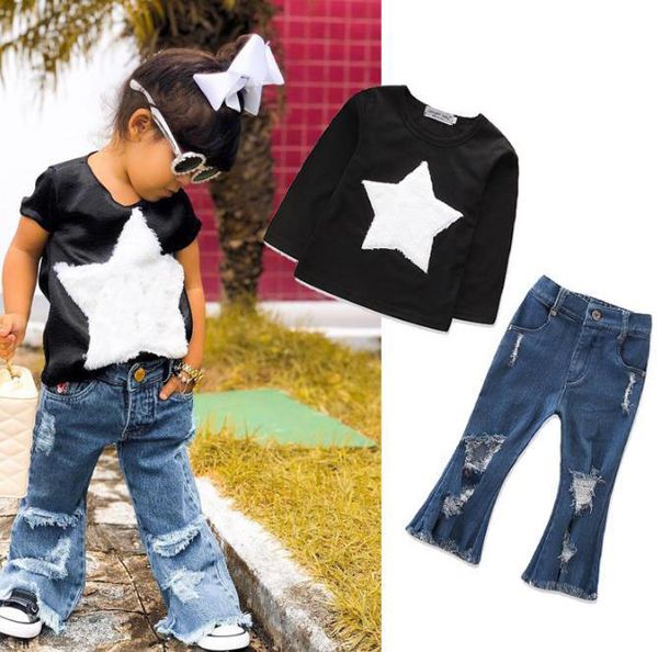 wholesale ins spring autumn kids designer clothes girls set kids star t-shirt+broken hole jeans 2pcs outfits baby girl designer clothes, White
wholesale ins spring autumn kids designer clothes girls set kids star t-shirt+broken hole jeans 2pcs outfits baby girl designer clothes, White