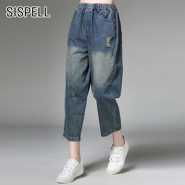 sispell summer calf-length jeans for women high waist bleached pockets hole loose casual jean pants female fashion new 2019 tide, Blue
sispell summer calf-length jeans for women high waist bleached pockets hole loose casual jean pants female fashion new 2019 tide, Blue