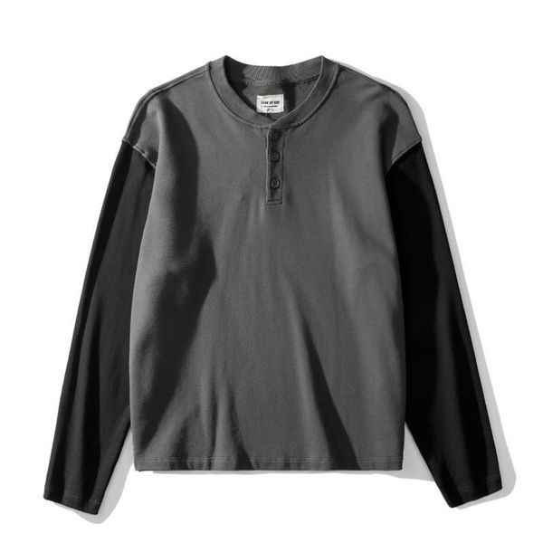 3 colors mens designer t shirts high street fog color matching knitted cotton t-shirt neckline buttons long sleeve casual clothes, White;black
3 colors mens designer t shirts high street fog color matching knitted cotton t-shirt neckline buttons long sleeve casual clothes, White;black