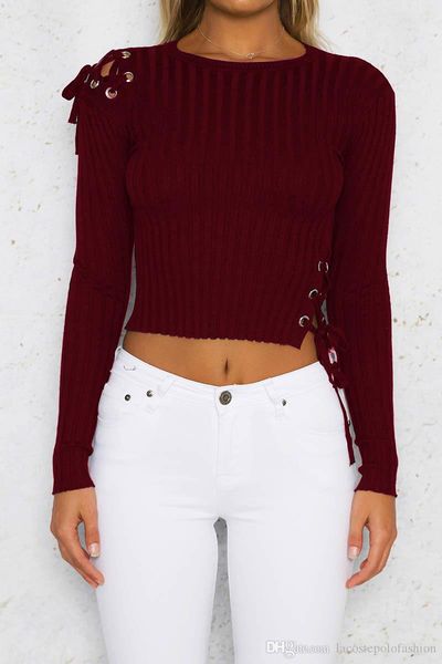 Designer Womens Knits Slim Hole Metal Strap Long Sleeve Tees Vertical Strip Donna Casual Short Clothes
Designer Womens Knits Slim Hole Metal Strap Long Sleeve Tees Vertical Strip Donna Casual Short Clothes