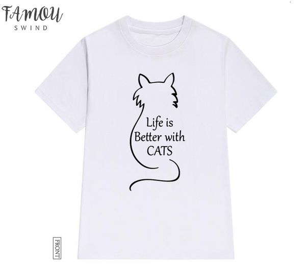 life is better with cats women tshirt cotton casual funny t shirt lady yong girl tee 5 flutter sleeve colors drop, White
life is better with cats women tshirt cotton casual funny t shirt lady yong girl tee 5 flutter sleeve colors drop, White