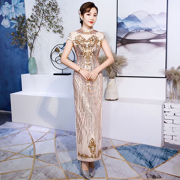 champagne long evening party gown lady qipao sequins flower mandarin collar chinese dress large size 3xl retro vestidos de festa, Red
champagne long evening party gown lady qipao sequins flower mandarin collar chinese dress large size 3xl retro vestidos de festa, Red