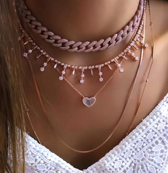 cz spike tennis choker necklace for women 32+10cm 2020 new sparking bling women jewelry, Silver