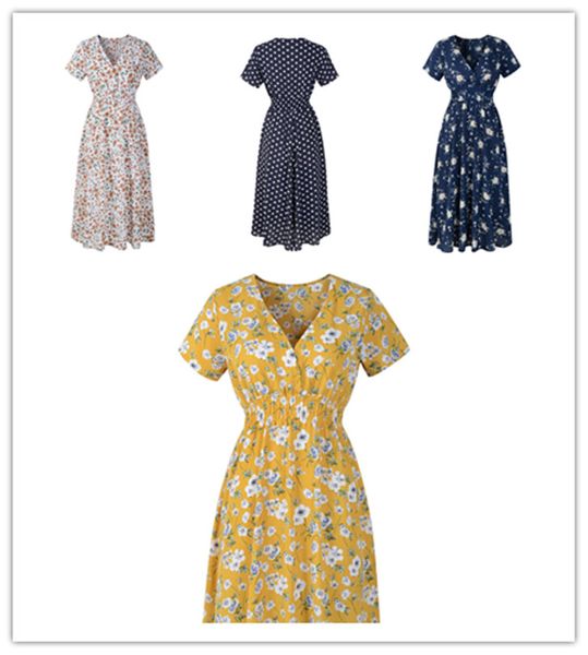 women floral dots print short sleeved v-neck bohemian dress ladies summer beach dress retro skirts party dinner clothes s-2xl 2020 new ly303, White
women floral dots print short sleeved v-neck bohemian dress ladies summer beach dress retro skirts party dinner clothes s-2xl 2020 new ly303, White