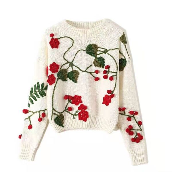 women flower knitted sweater luxury designer embroidered flowers womens sweaters loose pullover femme sweater fall black white sweaters sml, White;black
women flower knitted sweater luxury designer embroidered flowers womens sweaters loose pullover femme sweater fall black white sweaters sml, White;black
