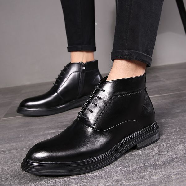 men casual business office formal dress black genuine leather shoes lace up ankle boots gentleman pointed toe short botas sapato
men casual business office formal dress black genuine leather shoes lace up ankle boots gentleman pointed toe short botas sapato