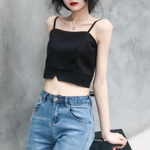 chic camisole female summe sleeveless short crop slim shirt back zipper design streetwear, White
chic camisole female summe sleeveless short crop slim shirt back zipper design streetwear, White