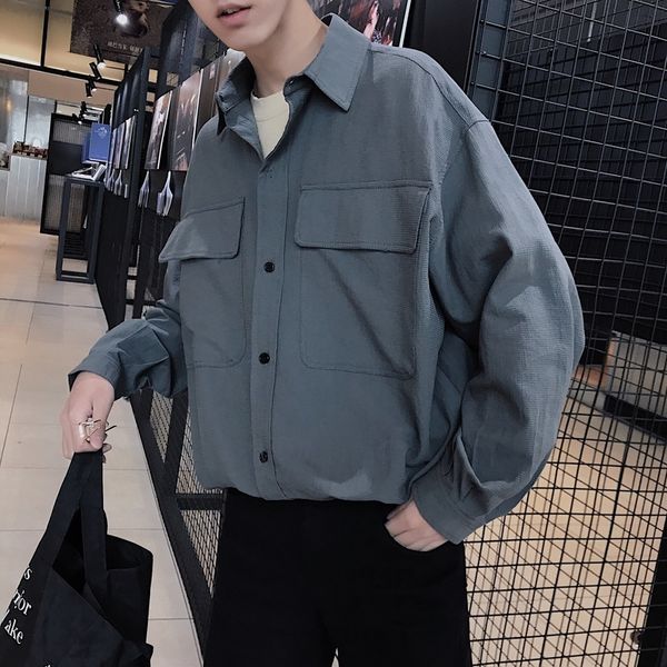 2018 summer style men's hawaiian brand wild solid color large pocket long-sleeved shirt loose fashion trend 2xl ing, White;black
2018 summer style men's hawaiian brand wild solid color large pocket long-sleeved shirt loose fashion trend 2xl ing, White;black