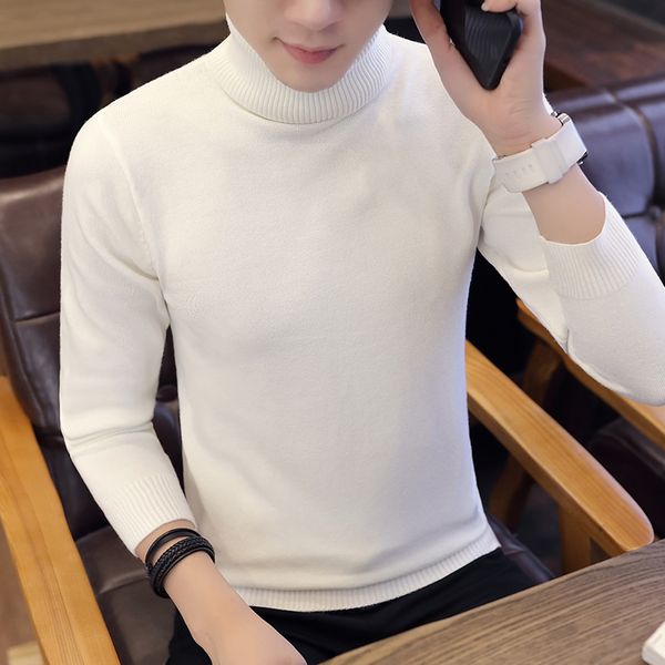 men's turtleneck sweater men's slim winter 2018 new casual winter korean knitwear handsome, White;black 
men's turtleneck sweater men's slim winter 2018 new casual winter korean knitwear handsome, White;black