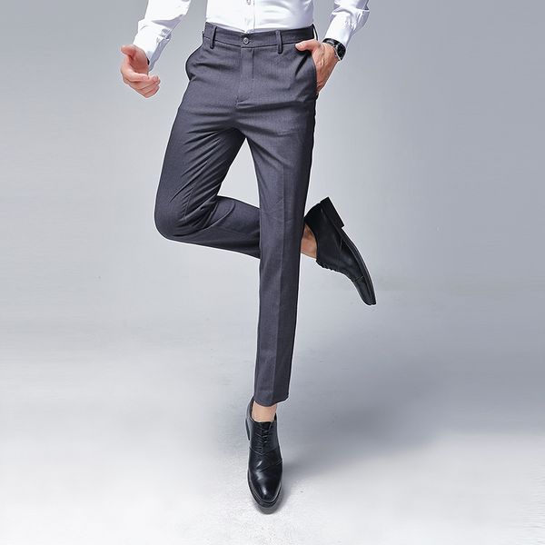 handsome slim fiting pattern pants men's business casual pants with spandex trousers black and grey, White;black
handsome slim fiting pattern pants men's business casual pants with spandex trousers black and grey, White;black