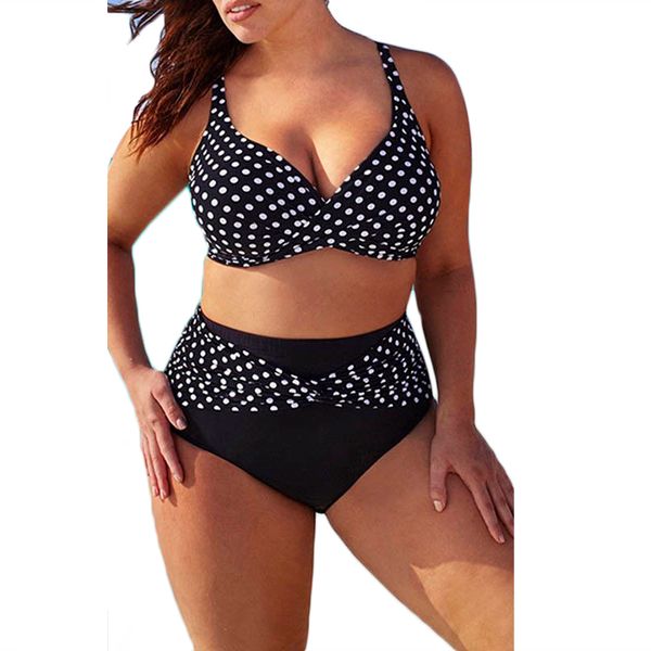 plus size women swimwear bikinis for women plus size xl polyester women dot push up swimsuit high waist vintage patchwork biquinis, White;black
plus size women swimwear bikinis for women plus size xl polyester women dot push up swimsuit high waist vintage patchwork biquinis, White;black