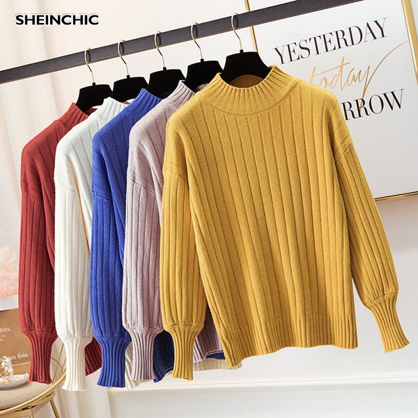 korean 2019 autumn winter casual long sleeve sweater elegant loose half turtleneck knitted pullovers solid yellow women sweater, White;black
korean 2019 autumn winter casual long sleeve sweater elegant loose half turtleneck knitted pullovers solid yellow women sweater, White;black