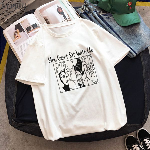 you cant sit with us villain cartoon letter print t shirt summer harajuku evil queen graphic cool casual tee, White
you cant sit with us villain cartoon letter print t shirt summer harajuku evil queen graphic cool casual tee, White