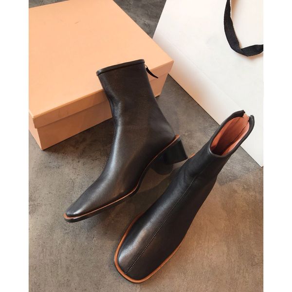 new 2019 acn studios square toes super soft ladies designer lambskin women's simple basic boots, Black
new 2019 acn studios square toes super soft ladies designer lambskin women's simple basic boots, Black