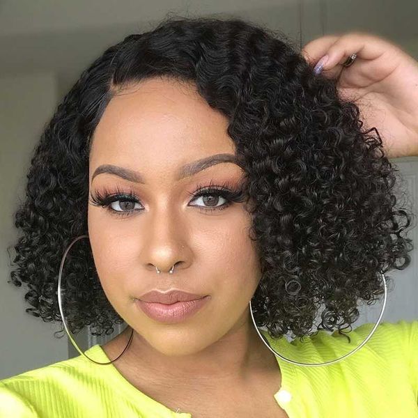 short curly human hair wig 13x4 brazilian bob lace front wig for women 8-12" pre plucked remy short bob wigs 150% density, Black;brown
short curly human hair wig 13x4 brazilian bob lace front wig for women 8-12" pre plucked remy short bob wigs 150% density, Black;brown