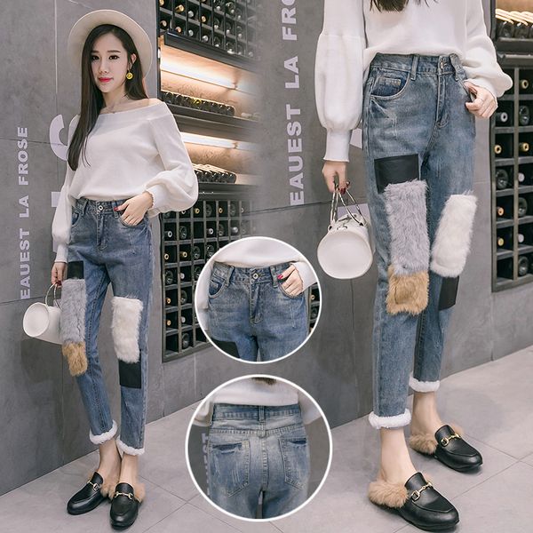 blue women's jeans 2019 winter new plus velvet hair stitching denim cropped pants women's slim large size straight jeans
blue women's jeans 2019 winter new plus velvet hair stitching denim cropped pants women's slim large size straight jeans