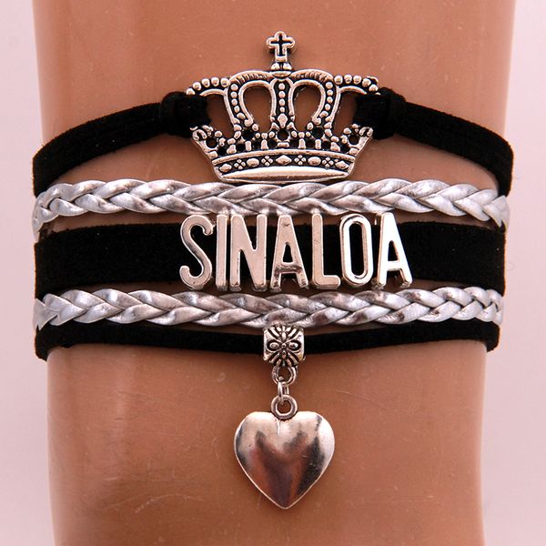 

infinity love sinaloa bracelet bangles heart charm braided pu leather bracelets jewelry for women men new drop shipping, Golden;silver