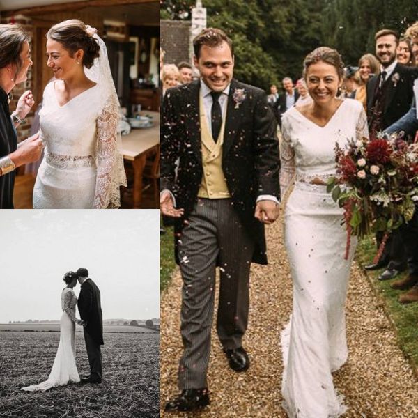 2019 garden wedding dresses v neck long sleeves lace appliques bridal gowns vestidos de noiva country plus size wedding dress real image, White
2019 garden wedding dresses v neck long sleeves lace appliques bridal gowns vestidos de noiva country plus size wedding dress real image, White